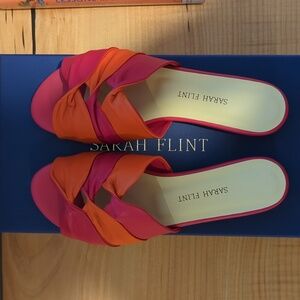 BNIB Sz 37 leather Sarah Flint pink and orange arabesque slides